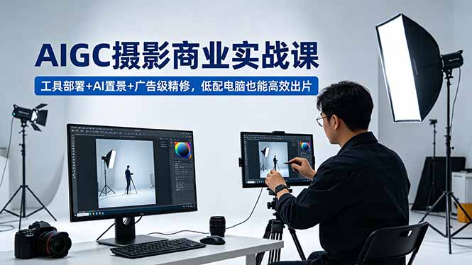 （18434期）AIGC 摄影商业实战课，工具部署+AI置景+广告级精修，低配电脑也能高效出片 - 臻优资源网