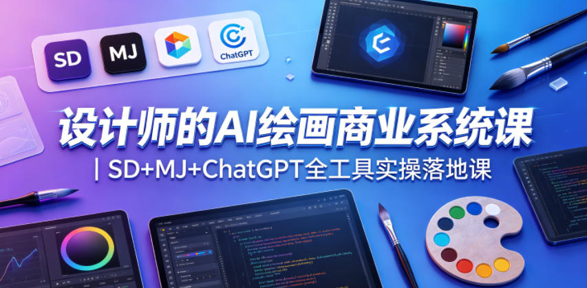 设计师的AI绘画商业系统课｜SD+MJ+ChatGPT全工具实操落地课 - 臻优资源网