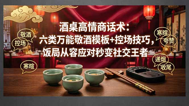 （18020期）付费文章：酒桌高情商话术：六类万能敬酒模板+控场技巧，饭局从容应对秒变社交王者 - 臻优资源网