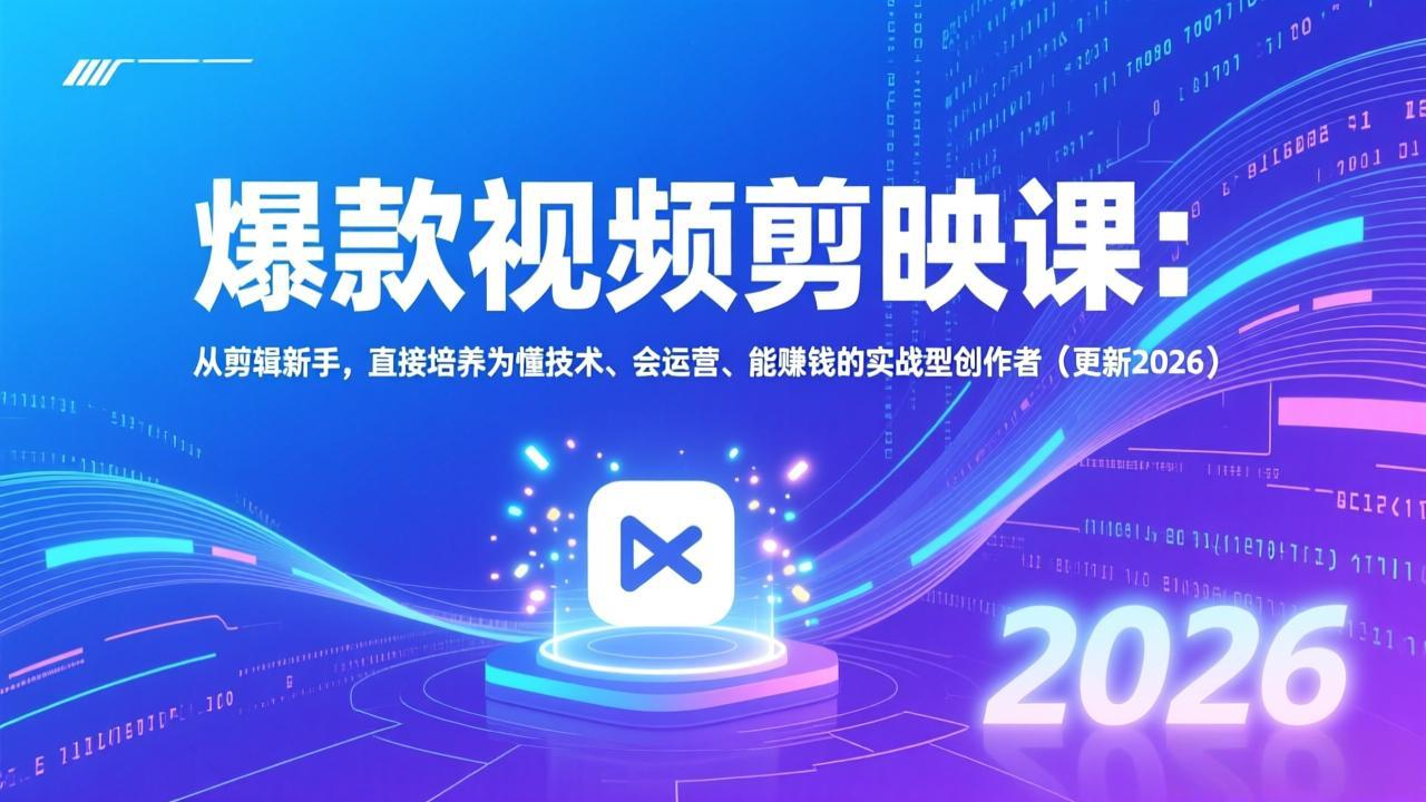 （17232期）爆款视频剪映课：从剪辑新手，直接培养为懂技术、会运营、能赚钱的实战型创作者（更新2026） - 臻优资源网