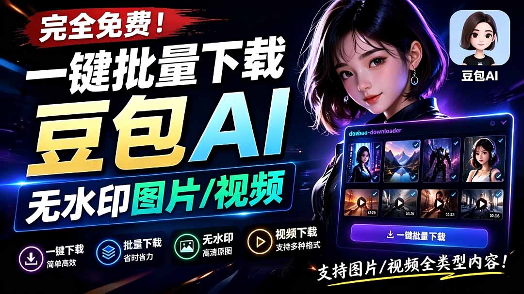 （19355期）Github最新发布！一键批量下载豆包AI无水印图片/视频，简单易用，自动解析提示词，doubao-downloader - 臻优资源网