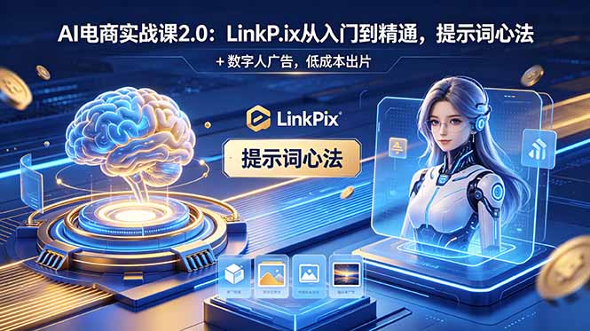 （18655期）AI 电商实战课2.0｜LinkPix 从入门到精通，提示词心法 + 数字人广告，低成本出片 - 臻优资源网