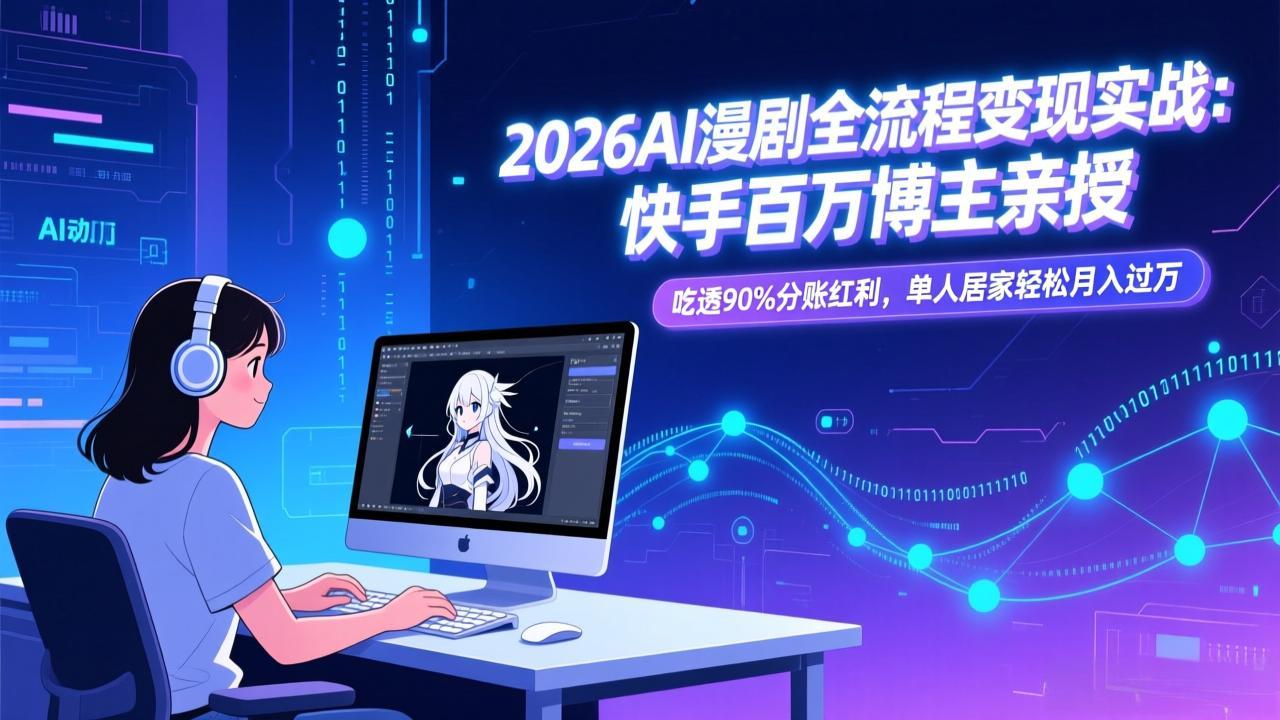 （17266期）2026AI漫剧全流程变现实战：快手百万博主亲授，吃透90%分账红利，单人居家轻松月入过万 - 臻优资源网