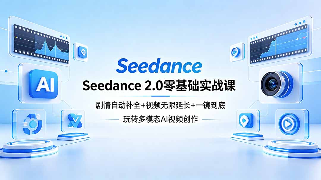 （18312期）Seedance 2.0零基础实战课：剧情自动补全+视频无限延长+一镜到底：玩转多模态AI视频创作 - 臻优资源网