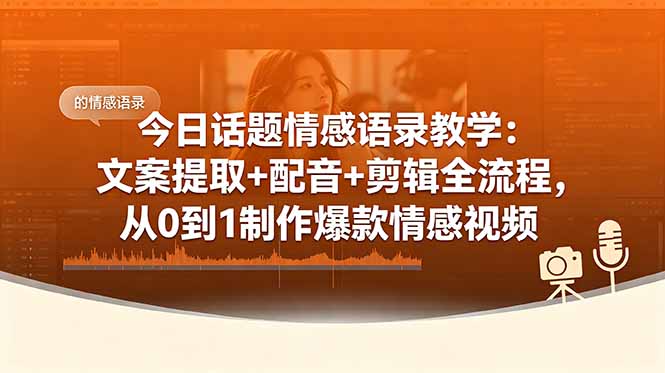 （18719期）今日话题情感语录教学：文案提取+配音+剪辑全流程，从0到1制作爆款情感视频 - 臻优资源网