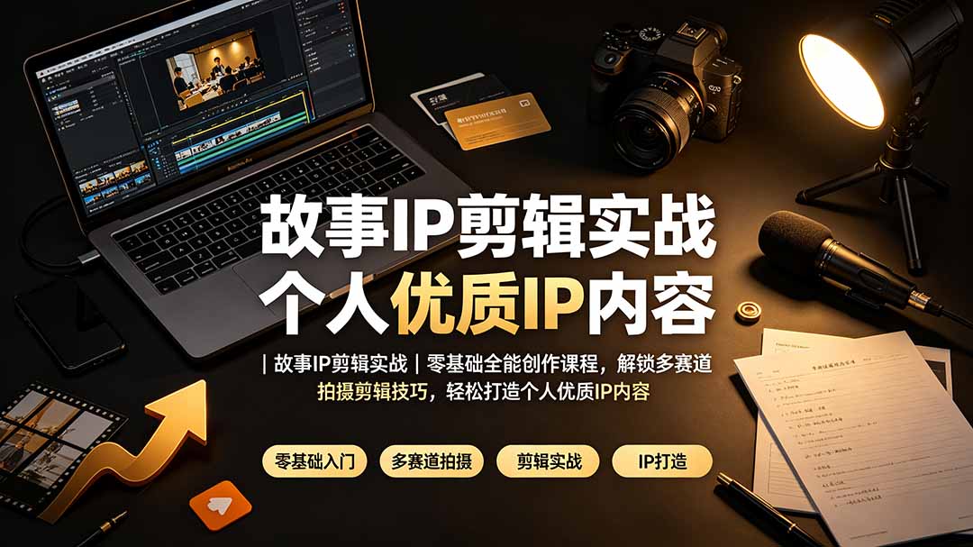 （19550期）故事IP剪辑实战｜零基础全能创作课程，解锁多赛道拍摄剪辑技巧，轻松打造个人优质IP内容 - 臻优资源网