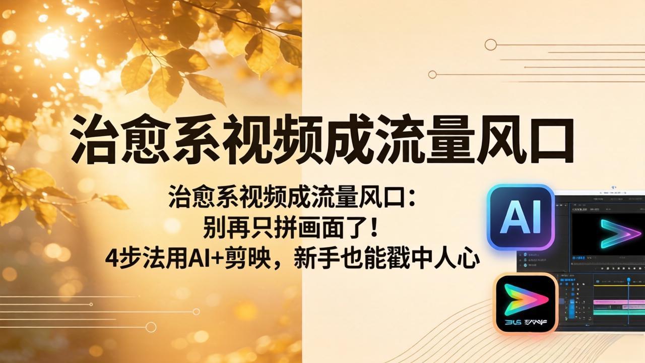 （18219期）治愈系视频成流量风口：别再只拼画面了！4步法用AI+剪映，新手也能戳中人心 - 臻优资源网