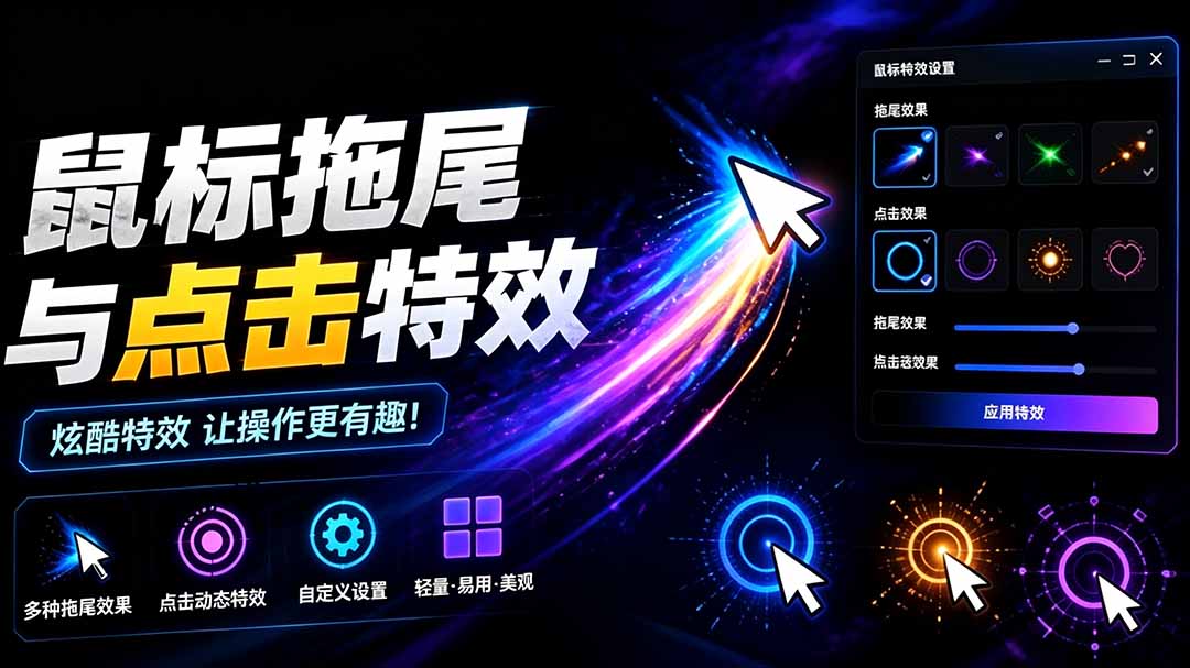 （19356期）Windows特效小工具！一键给你的鼠标添加拖尾与点击动态特效，吾爱出品，免费使用 Mouse Trail - 臻优资源网