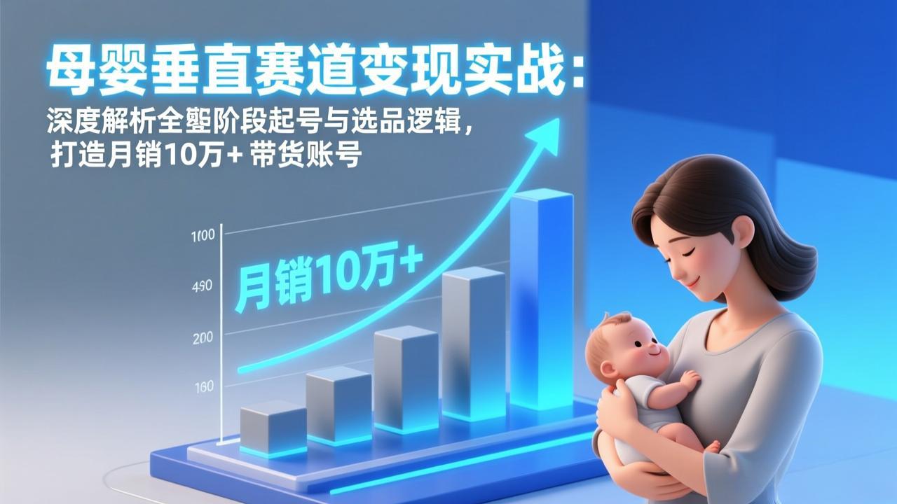 （17233期）母婴垂直赛道变现实战：深度解析三大阶段起号与选品逻辑，打造月销10万+带货账号 - 臻优资源网