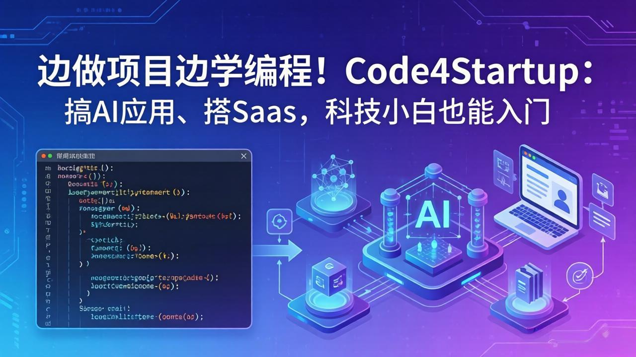 （18106期）边做项目边学编程！Code4Startup：搞 AI 应用、搭 SaaS，科技小白也能入门 - 臻优资源网