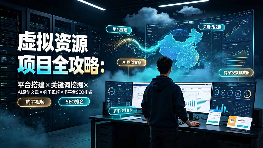 (19322期)虚拟资源项目全攻略:平台搭建×关键词挖掘×AI原创文章×钩子视频×多平台SEO排名 - 臻优资源网