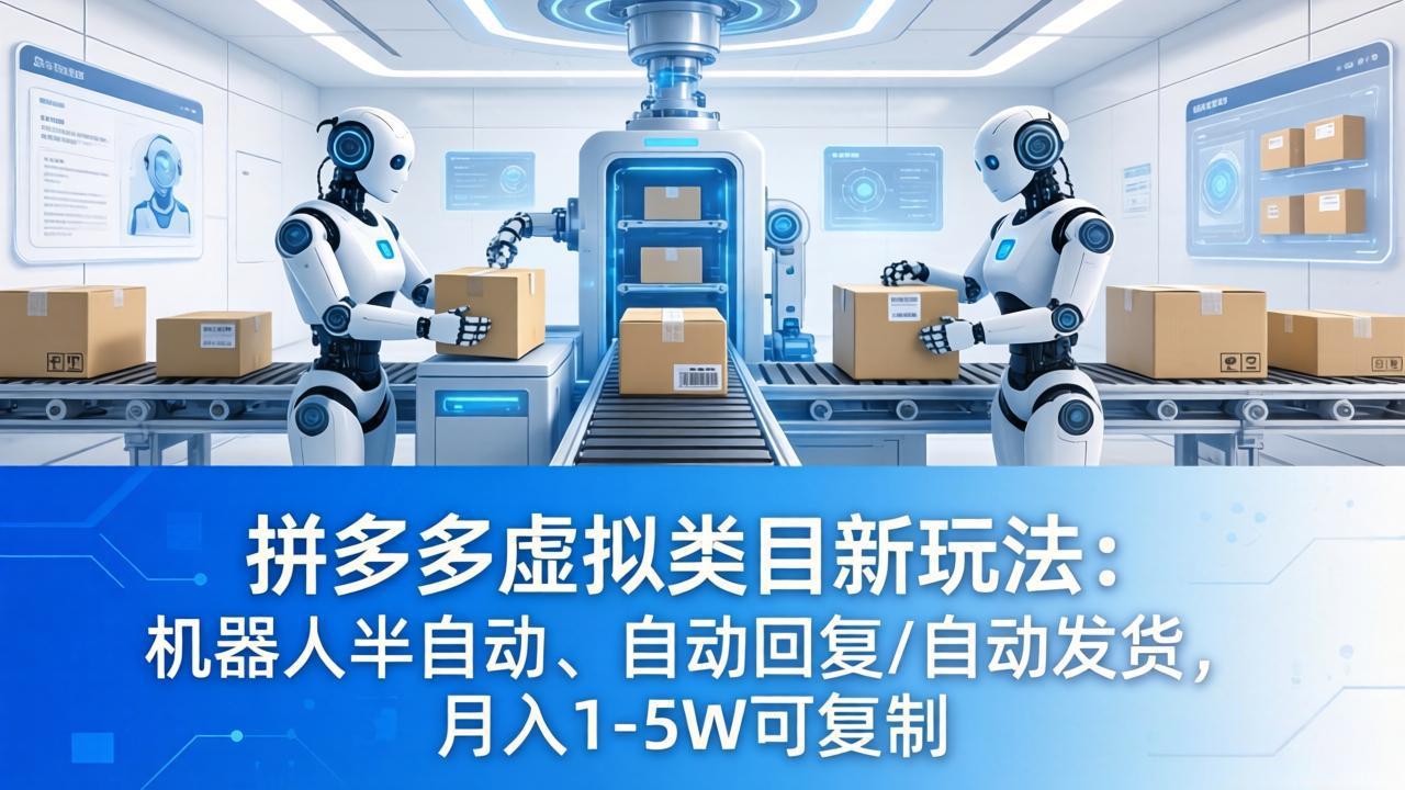 （18038期）拼多多虚拟类目新玩法：机器人半自动、自动回复 /自动发货，月入 1-5W 可复制 - 臻优资源网