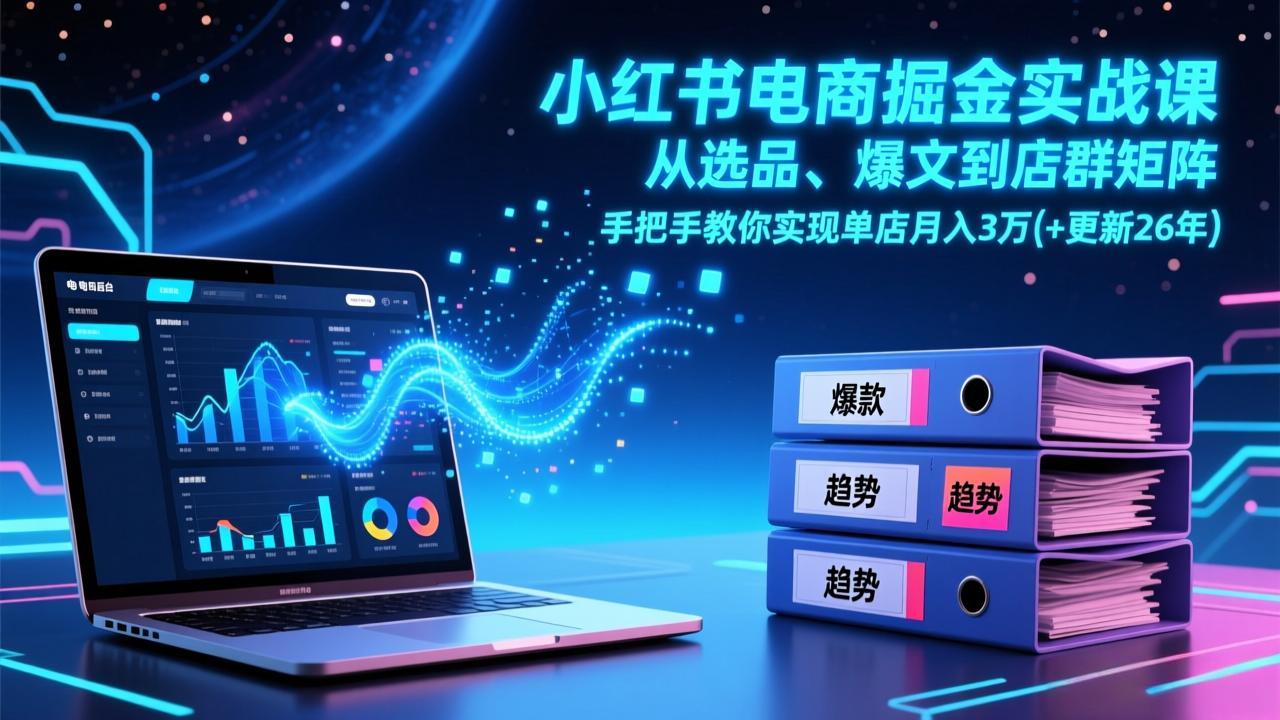 （17290期）小红书电商掘金实战课，从选品、爆文到店群矩阵，手把手教你实现单店月入3万+(更新26年) - 臻优资源网
