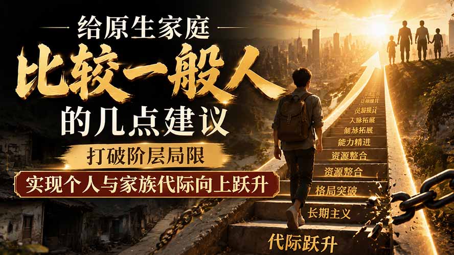 （19708期）付费文章：给原生家庭比较一般人的几点建议，打破阶层局限，实现个人与家族代际向上跃升 - 臻优资源网