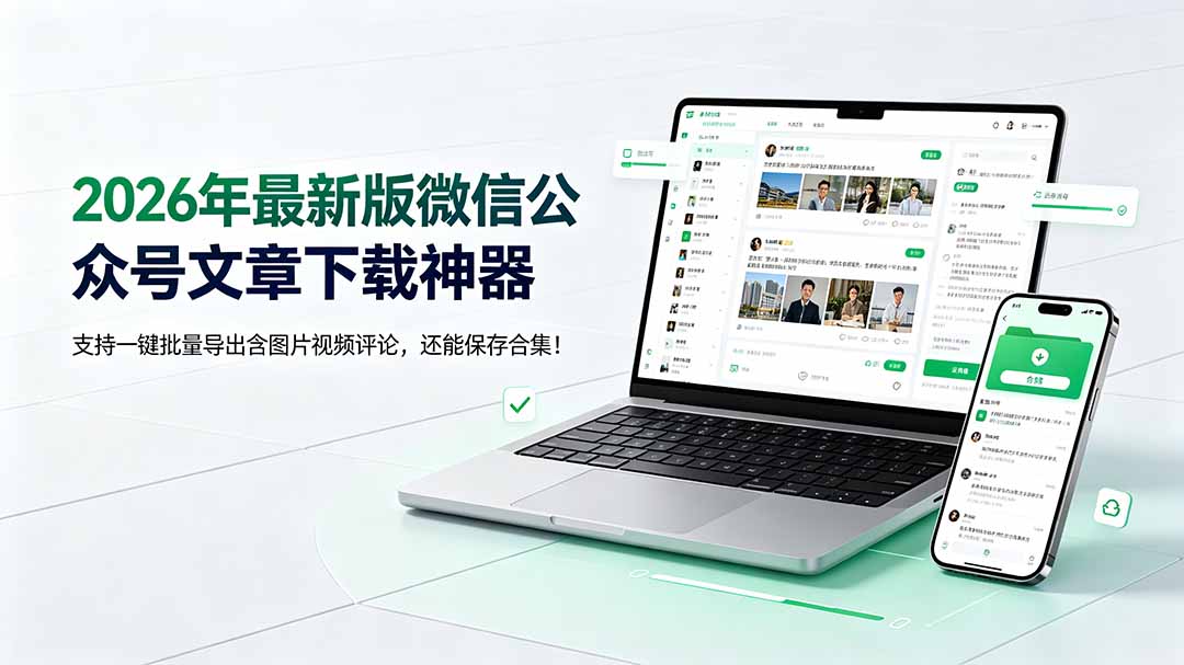 （19486期）2026年最新版微信公众号文章下载神器，支持一键批量导出含图片视频评论，还能保存合集！ - 臻优资源网