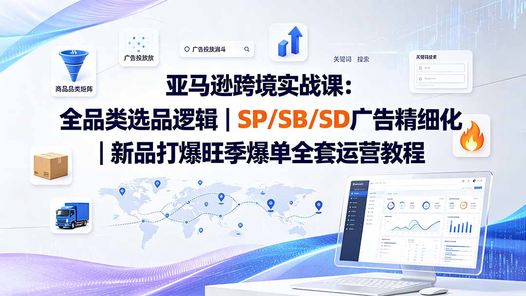（19563期）亚马逊跨境实战课-更新：全品类选品逻辑｜SP/SB/SD广告精细化｜新品打爆旺季爆单全套运营教程 - 臻优资源网