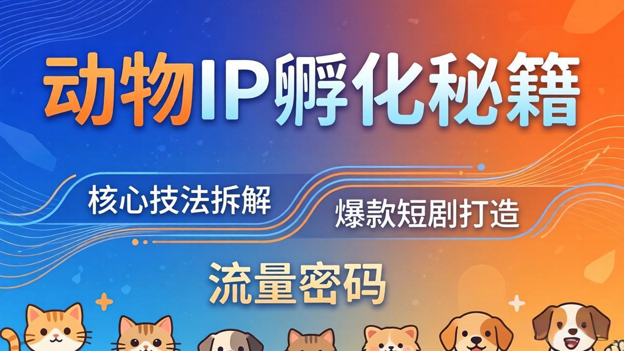 （18207期）动物IP孵化全套秘籍，三大核心技法拆解，打造爆款萌宠短剧，轻松拿捏赛道流量密码 - 臻优资源网