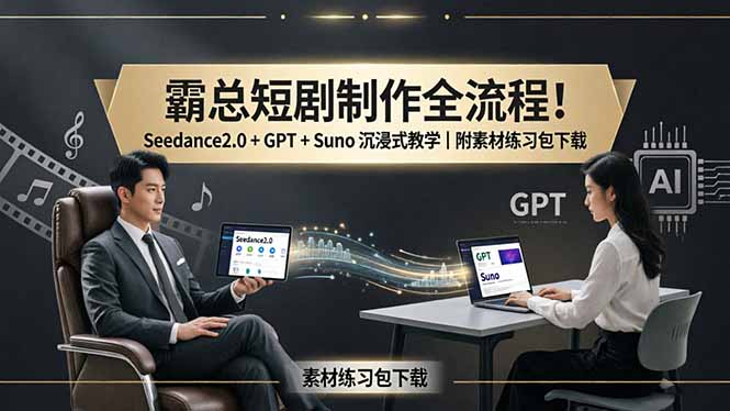 （18153期）霸总短剧制作全流程！Seedance2.0 + GPT + Suno 沉浸式教学｜附素材练习包下载 - 臻优资源网