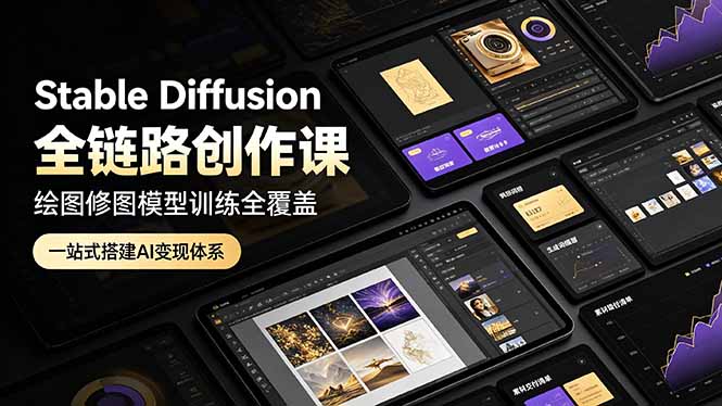 （19154期）Stable Diffusion全链路创作课，绘图修图模型训练全覆盖，一站式搭建AI变现体系 - 臻优资源网