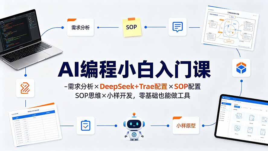 （19539期）AI编程小白入门课-需求分析×DeepSeek+Trae配置×SOP思维×小样开发，零基础也能做工具 - 臻优资源网