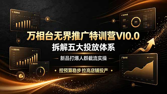 （19184期）万相台无界推广特训营VI0.0，拆解五大投放体系，新品打爆人群截流实操，控预算稳步拉高店铺投产 - 臻优资源网