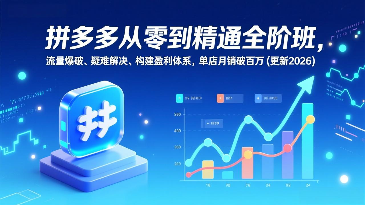 （17148期）拼多多从零到精通全阶班，流量爆破、疑难解决，构建盈利体系，单店月销破百万(更新2026) - 臻优资源网