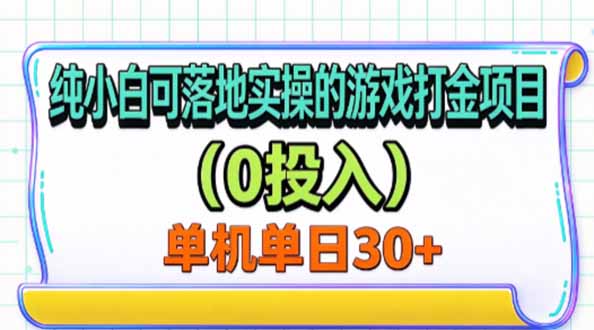 （20993期）纯小白可落地实操的游戏打金项目（0投入）单机单号30+ - 臻优资源网