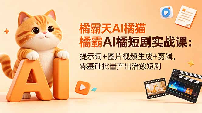 （18542期）橘霸天AI橘猫短剧实战课：提示词+图片视频生成+剪辑，零基础批量产出治愈短剧 - 臻优资源网