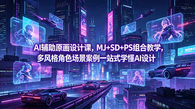 （18731期）AI辅助原画设计课，MJ+SD+PS组合教学，多风格角色场景案例一站式学懂AI设计 - 臻优资源网