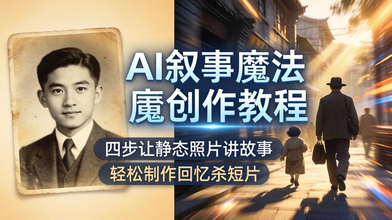 （18208期）AI叙事魔法创作教程，四步让静态照片讲故事，老照片修复加动态特效，轻松制作回忆杀短片 - 臻优资源网