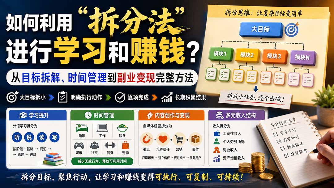 （20022期）付费文章：如何利用“拆分法”进行学习和賺钱？从目标拆解、时间管理到副业变现完整方法 - 臻优资源网