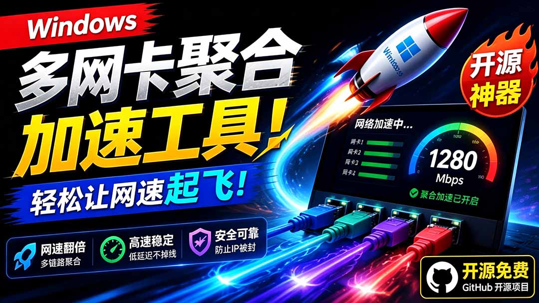 （19375期）Github开源黑科技！多网卡网速聚合加速工具，一键让你的电脑网速起飞，这感觉也太爽了HypoMux - 臻优资源网