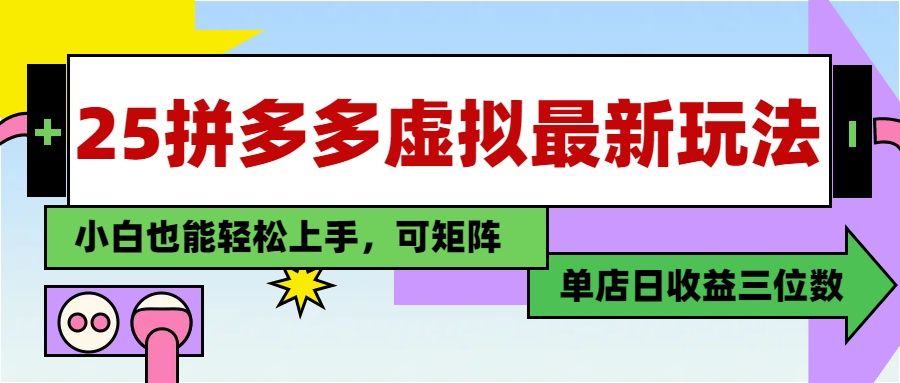 25最新拼多多虚拟电商，单店日入3位数，小白也能快速上手，保姆级教程. - 臻优资源网