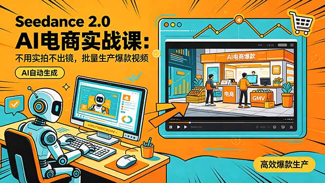 （18433期）Seedance 2.0 AI电商实战课：不用实拍不出镜，批量生产爆款视频打爆GMV - 臻优资源网