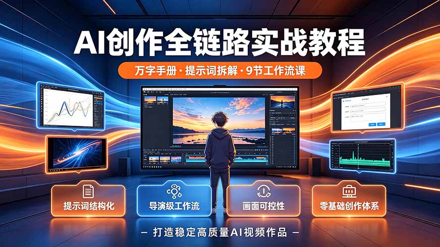 （19247期）AI创作全链路实战教程｜万字手册·提示词拆解·9节工作流课，打造稳定高质量AI视频作品 - 臻优资源网