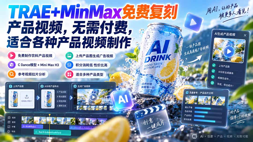 （20362期）TRAE+MinMax免费复刻产品视频，无需付费，适合各种产品视频制作 - 臻优资源网