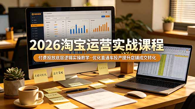（19075期）2026 淘宝运营实战课程，付费投放底层逻辑实操教学，优化直通车投产提升店铺成交转化 - 臻优资源网