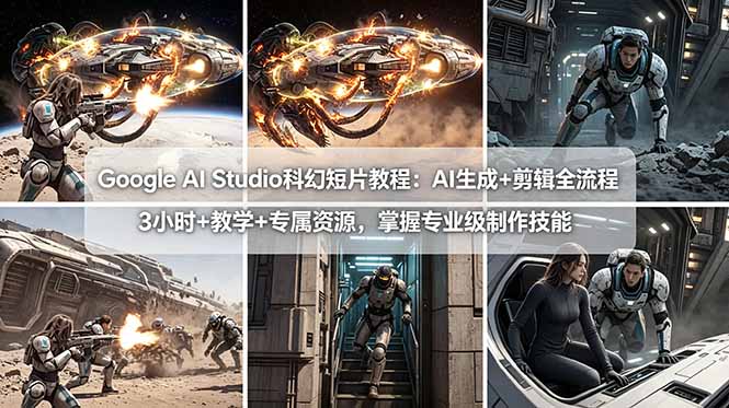 （18173期）Google AI Studio科幻短片教程：AI生成+剪辑全流程，3小时+教学+专属资源，掌握专业级制作技能 - 臻优资源网