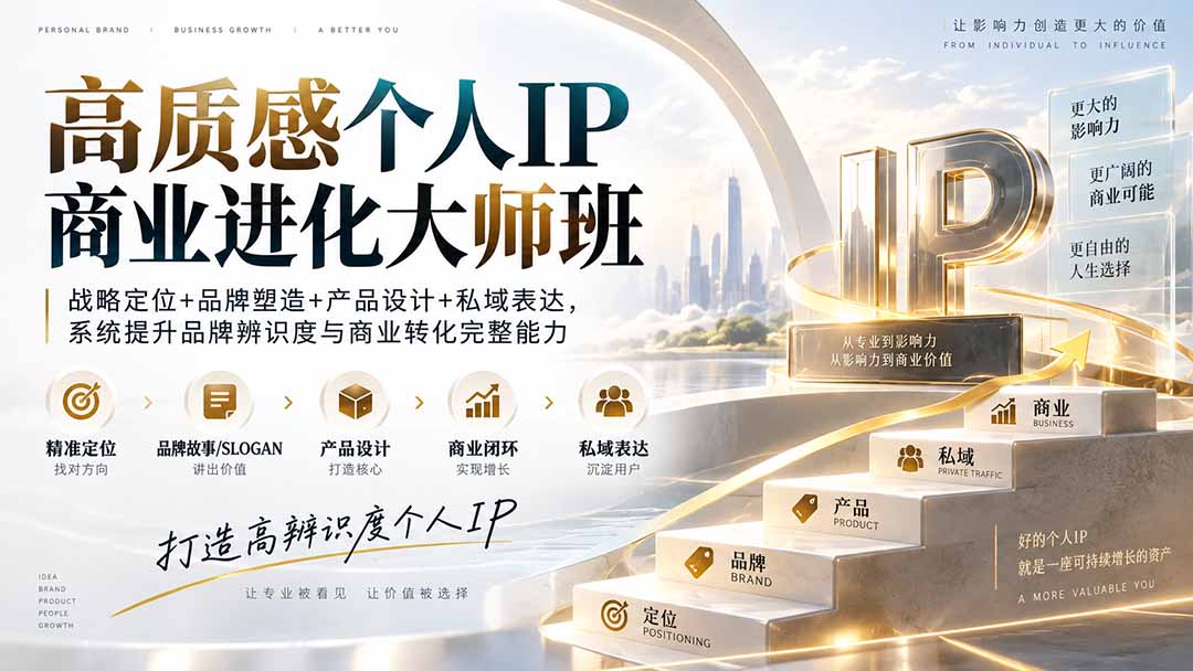 （20324期）高质感个人IP商业进化大师班：战略定位+品牌塑造+产品设计+私域表达，系统提升品牌辨识度与商业转化完整能力 - 臻优资源网