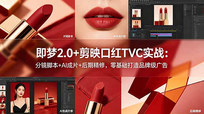 （18729期）即梦2.0+剪映口红TVC实战：分镜脚本+AI成片+后期精修，零基础打造品牌级广告 - 臻优资源网