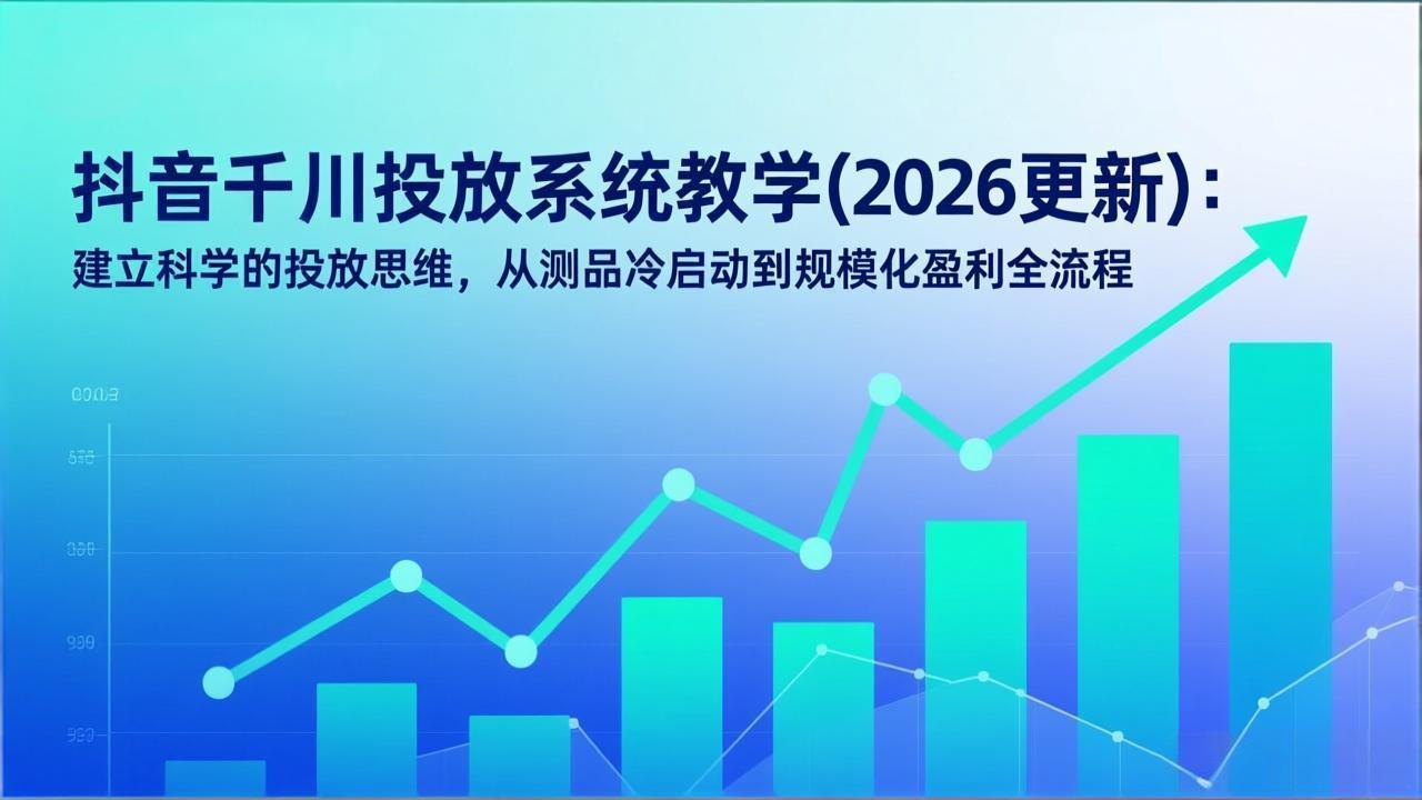 （17314期）抖音千川投放系统教学(2026更新)：建立科学的投放思维，从测品冷启动到规模化盈利全流程 - 臻优资源网