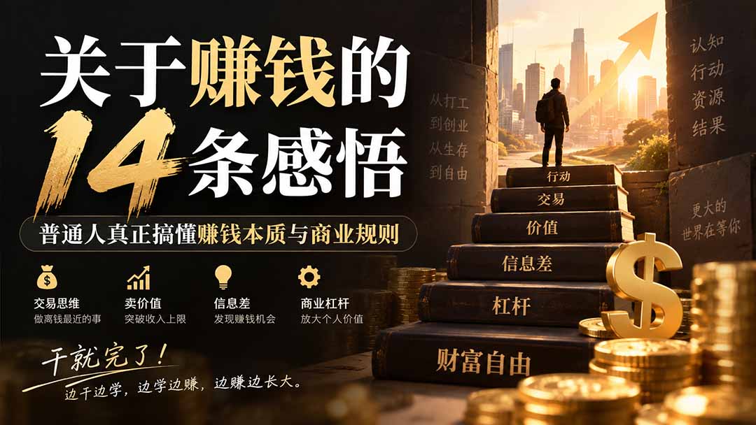 （20384期）付费文章：关于賺钱的14条感悟关于赚钱的14条感悟：普通人真正搞懂赚钱本质与商业规则 - 臻优资源网