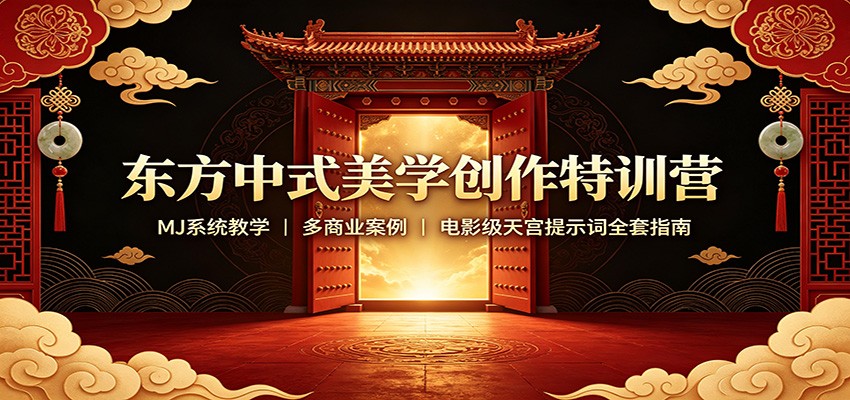 东方中式美学创作特训营：MJ系统教学，多商业案例，电影级天宫提示词全套指南 - 臻优资源网