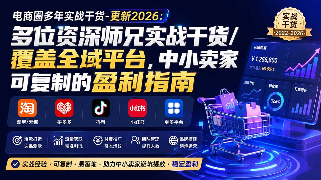 （20159期）电商圈多年实战干货-更新2026：多位资深师兄实战干货/覆盖全域平台，中小卖家可复制的盈利指南 - 臻优资源网