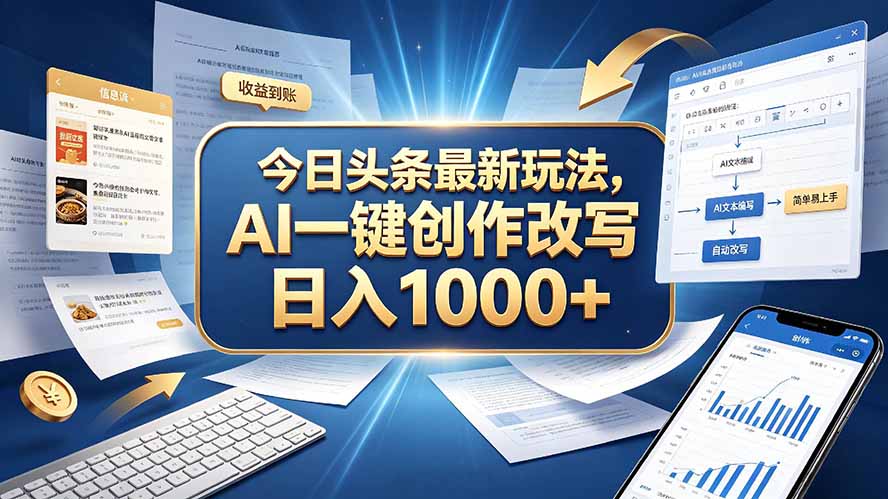 （20566期）今日头条最新玩法，AI 一键创作改写，简单易上手，轻松日入 1000 + - 臻优资源网