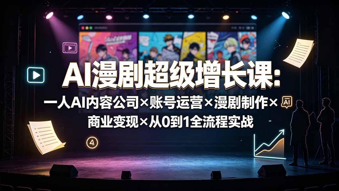 （19553期）AI漫剧超级增长课：一人AI内容公司×账号运营×漫剧制作×商业变现×从0到1全流程实战 - 臻优资源网