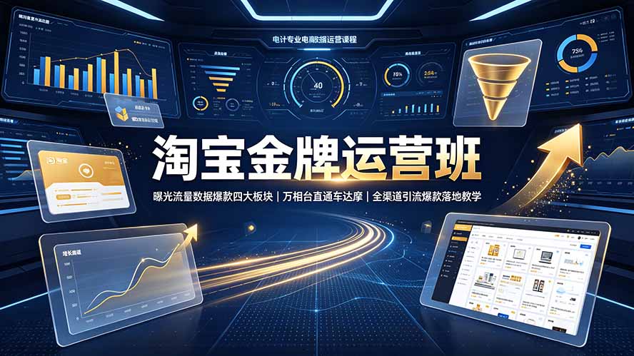 （19434期）淘宝金牌运营班-7月：曝光流量数据爆款四大板块｜万相台直通车达摩｜全渠道引流爆款落地教学 - 臻优资源网