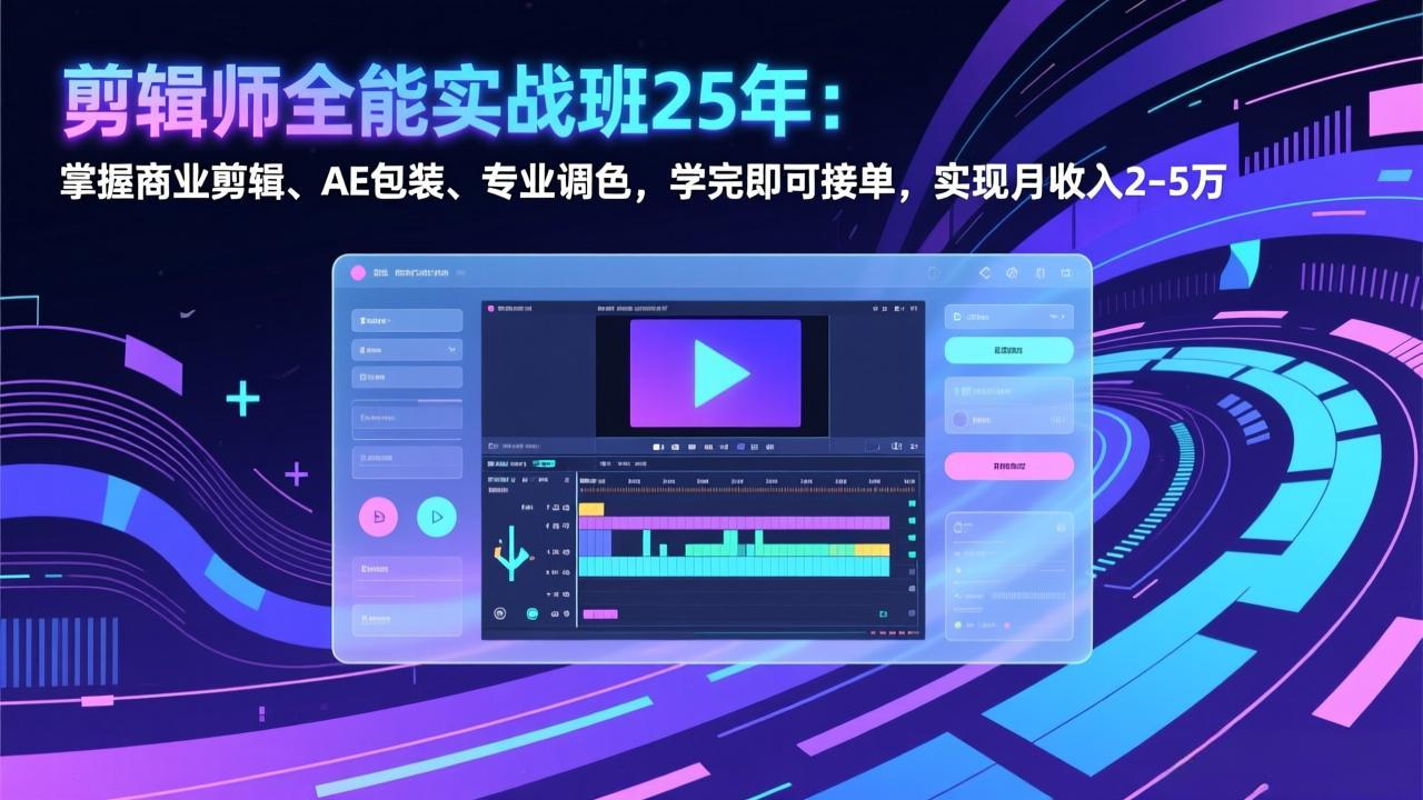 （17294期）剪辑师全能实战班25年：掌握商业剪辑、AE包装、专业调色，学完即可接单，实现月收入2-5万 - 臻优资源网