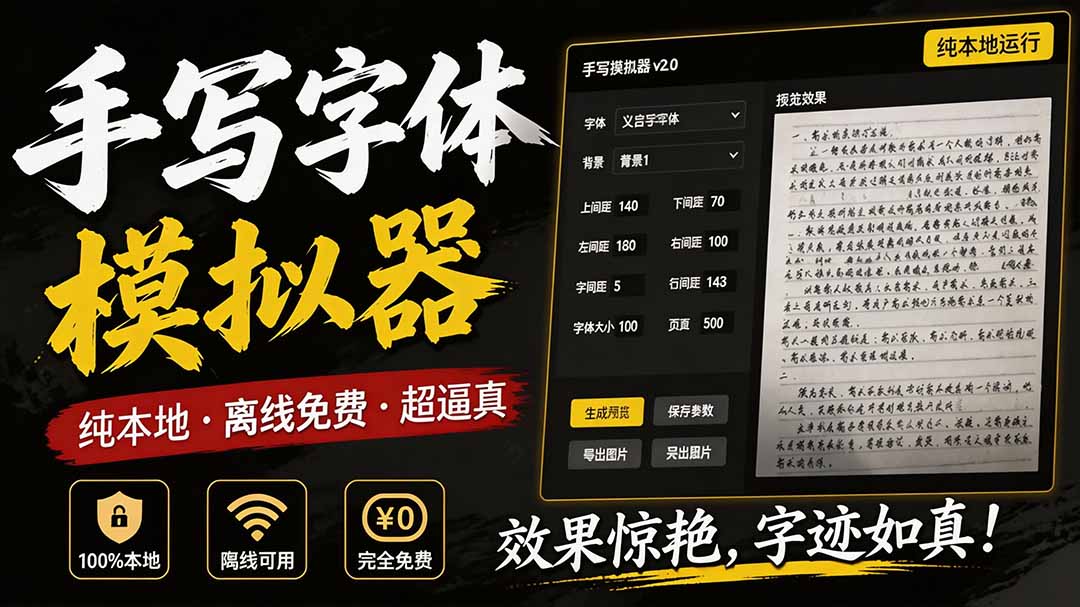 （19810期）罚抄神器！罚抄10万字都不在怕了，手写字体模拟生成器，附带新整理背景图和字体，纯本地离线运行 - 臻优资源网