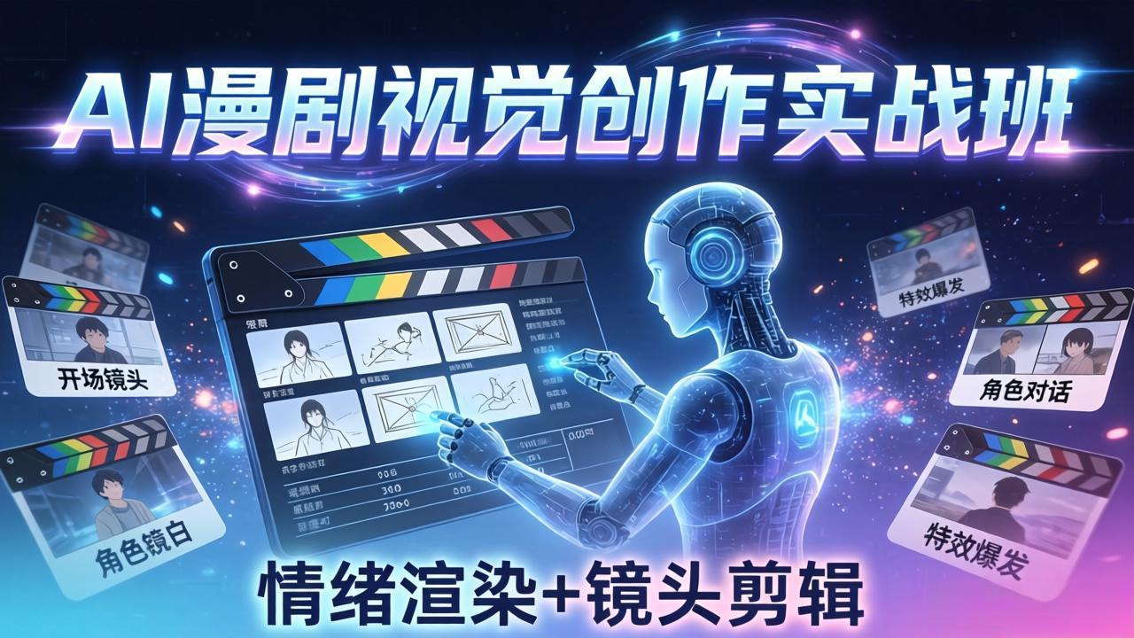 （17874期）AI漫剧视觉导演思维实战班，从脚本到成片全掌握，分镜设计情绪渲染一站学会 - 臻优资源网